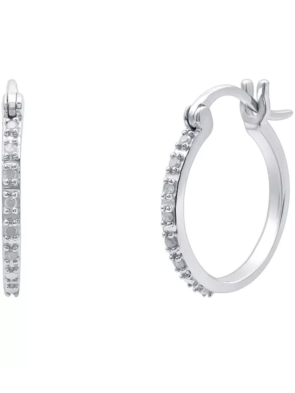 Diamond Hoop Earrings (1/10 ct. t.w.) in Sterling Silver